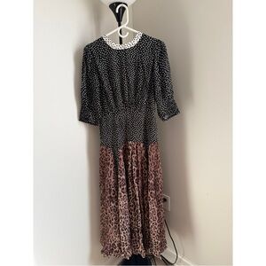 Elegant Polka Dot and Leopard Print Dress